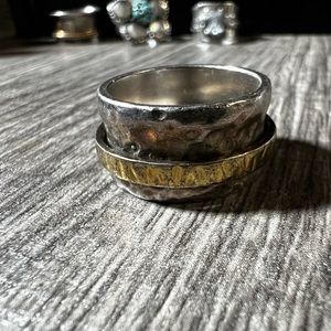 Silpada Two-Tone Hammered Band Ring - Silver and Gold